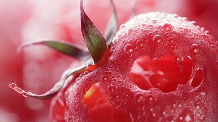 Close-up of a fresh, water-covered tomato showcasing droplets and vibrant details.