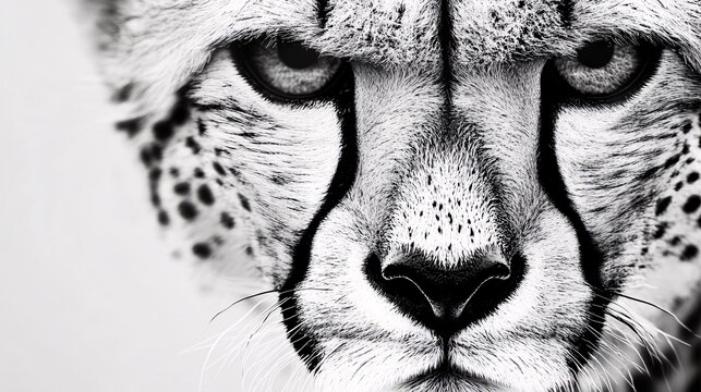 Close-up of a cheetah's face showcasing its piercing eyes and distinct markings.