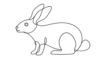 Continuous one line drawing of Easter Bunny. Cute rabbit silhouette