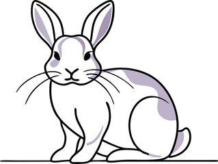 Continuous one line drawing of Easter Bunny. Cute rabbit silhouette