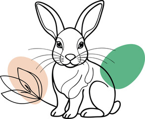 Continuous one line drawing of Easter Bunny. Cute rabbit silhouette