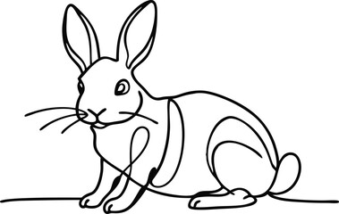 Continuous one line drawing of Easter Bunny. Cute rabbit silhouette