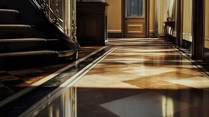 Obraz premium Luxury Interior: Grand Hall and Marble Staircase