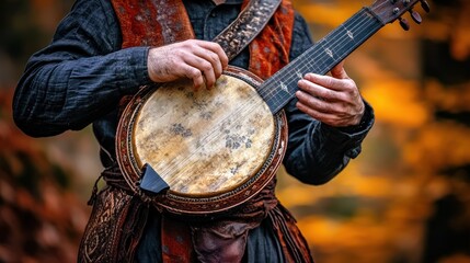 Autumnal Banjo Ballad: A Musician's Embrace of Rustic Melodies