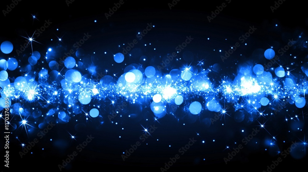 Aufkleber a mesmerizing display of blue sparkles and lights set against a dark background, creating a magical 
