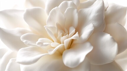Fototapeta premium Close-up of a delicate white gardenia flower, showcasing its velvety petals and intricate layers.