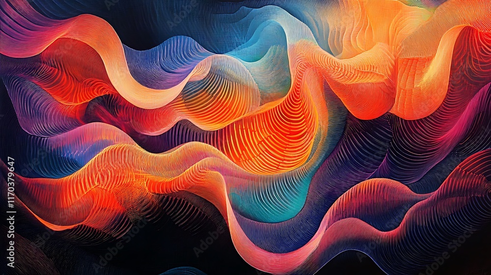 Poster abstract colorful waves pattern design artwork