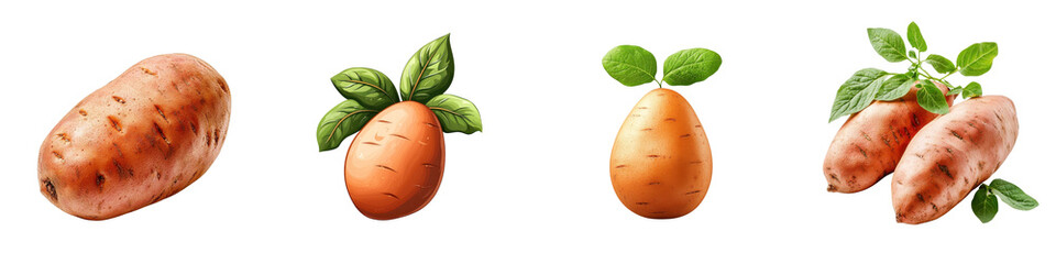 Sweet potato isolated on white background. Mix Collection Png.