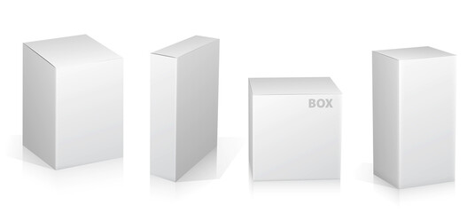 Set of Super Realistic White Box Mockup illustration Design isolated 