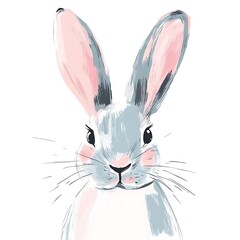 Fototapeta premium A cute, illustrated rabbit with soft colors and a friendly expression.
