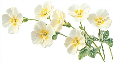 Obraz premium Delicate white flowers with yellow centers, showcasing nature's beauty in a minimalist style.