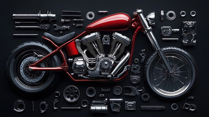 Fototapeta premium Motorcycle parts, wallpaper, the technological advances in two-wheel drive systems