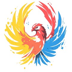 Obraz premium A vibrant phoenix illustration symbolizing rebirth and transformation.