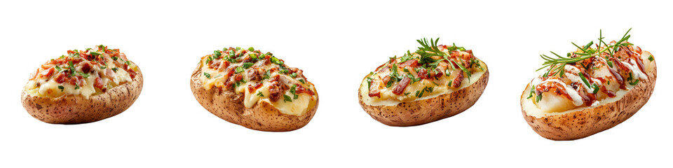 Baked potato isolated on white background. mix collection png.