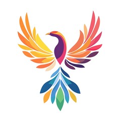 Obraz premium A colorful, stylized phoenix with vibrant feathers and a graceful form.