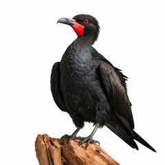 Obraz premium Frigatebird on piece of wood isolated on white background