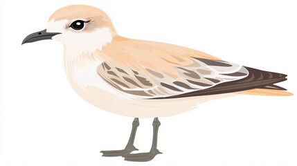 Illustration of a delicate shorebird with a soft beige plumage, featuring a graceful stance and attentive expression.