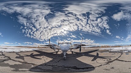 Private Airplane on a Sunny Winter Day at the Airport