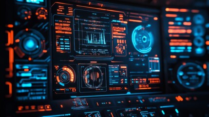 Fototapeta premium Futuristic Interface with Vibrant Neon Lighting