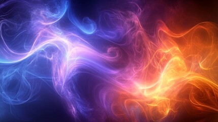 Obraz premium Colorful abstract smoke waves in blue and orange hues create a dynamic visual flow.