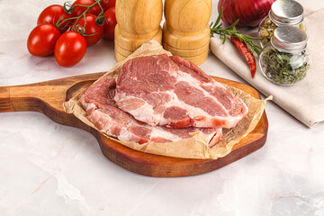 Raw pork neck steak sirloin