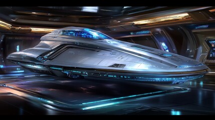 Fototapeta premium Futuristic Spaceship in a High-Tech Environment