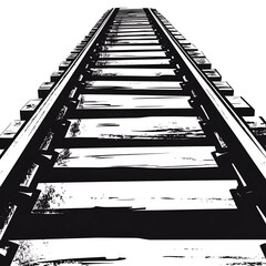 A perspective view of railway tracks extending into the distance.