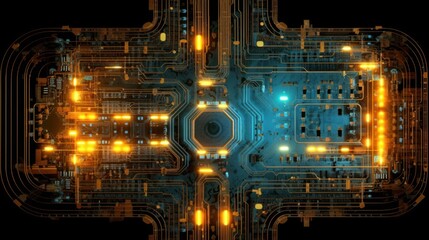 Fototapeta premium Abstract Circuit Board: A Digital Metropolis