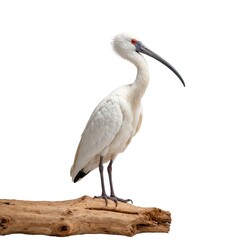 Obraz premium Ibis on piece of wood isolated on white background