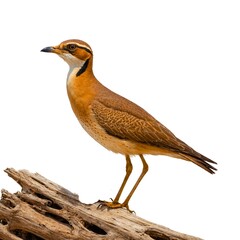 Obraz premium Indian Courser on piece of wood isolated on white background