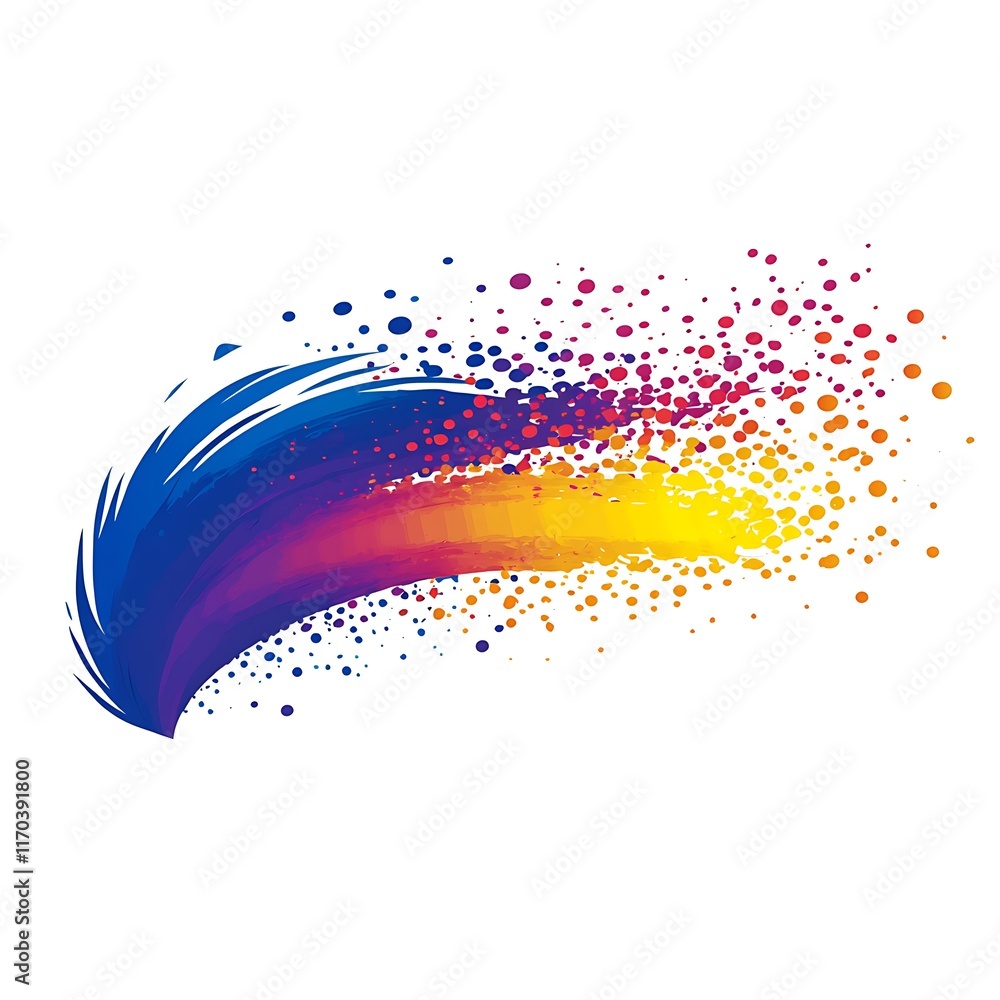 Wall mural Abstract colorful splash design with gradients and dots.