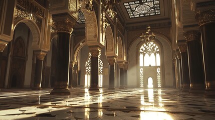 Kaabah surrounded by worshippers, sacred, serene, illuminated, intricate details, spiritual