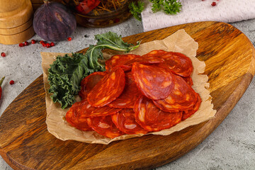 Italian salami sausage Pepperoni slices