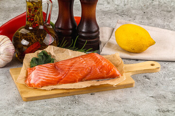 Piece of cut salmon fillet