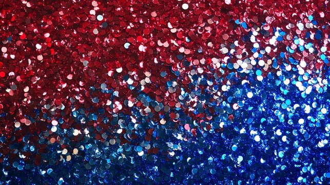 A vibrant shimmer of red, silver, and blue sequins creating a festive and celebratory atmosphere.