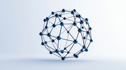 Abstract 3D Network Structure with Blue Nodes and Black Lines