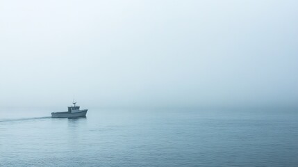 Obraz premium Solitude at Sea: A Foggy Morning Landscape