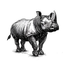 Fototapeta premium A detailed illustration of a rhinoceros in a dynamic pose.