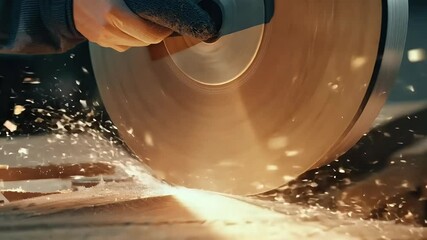 vertical slow motion clip captures dramatic action woodworking saw use showcasing inherent risks operating such tools - Powered by Adobe