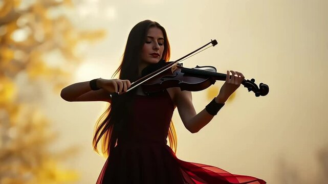 a woman playing the violin