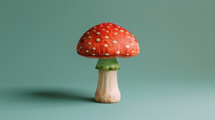 Obraz premium Mushroom depicted on a simple background, beautiful fungi portrait. Background unassuming, mushroom sharp.