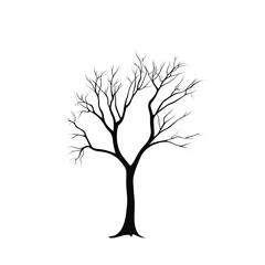 Obraz premium A stark, bare tree silhouette against a white background.