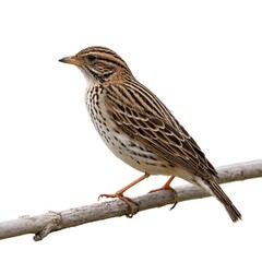 Nightjar on piece of wood isolated on white background