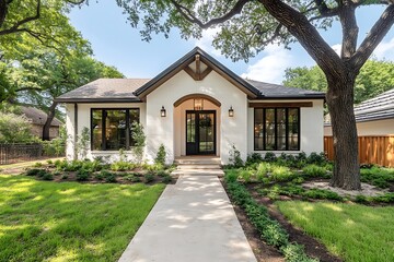 small modern house with clean white exterior