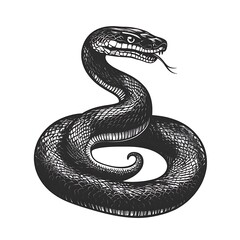 A detailed illustration of a coiled snake with an aggressive posture.
