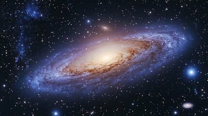 A stunning view of a spiral galaxy showcasing vibrant colors and intricate star formations in the vastness of space.