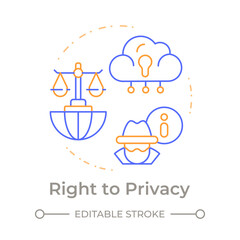 Privacy right duo tone concept icon. Cyber security. System, access. Hacking, crime. Round two color outline illustration. Abstract vector design. Easy to use in infographic, presentation