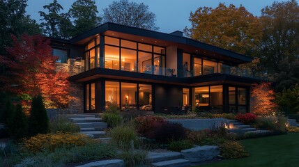 ultra-modern house with angular design and glass walls