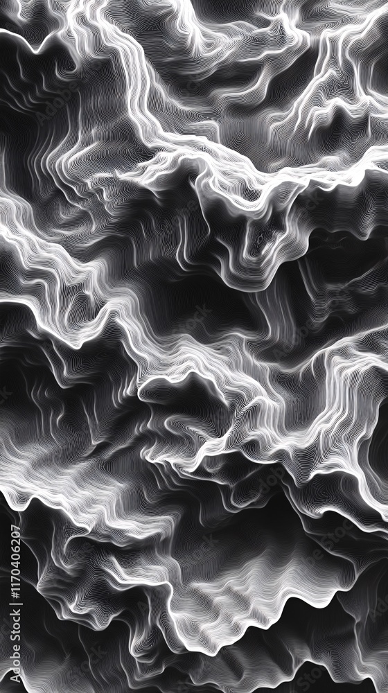 Aufkleber abstract monochrome waves create a dynamic texture, evoking movement and depth in a minimalist desig