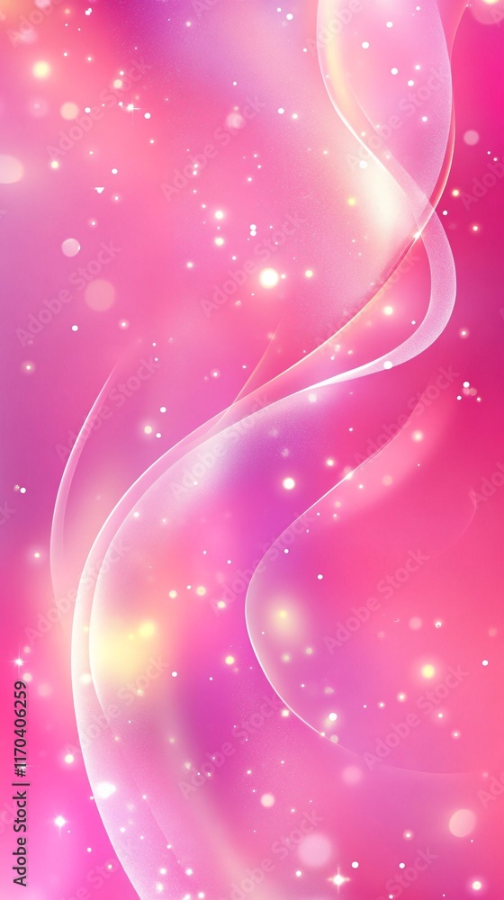 Aufkleber a mesmerizing abstract swirl of pink hues and soft glowing particles create a dreamy backdrop.